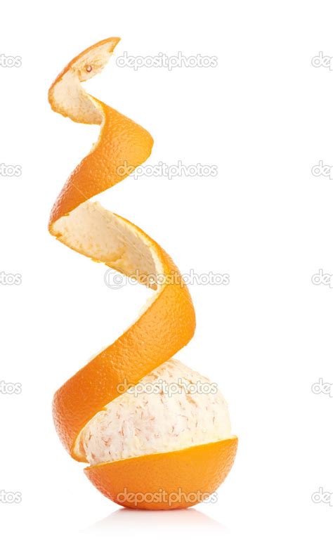 Orange With Peeled Spiral Skin — Stock Photo © Merznatalia 35654301