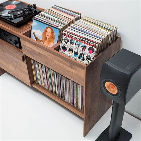 38 Unison Vinyl Record Storage Stand In Natural Walnut Vinyl Record