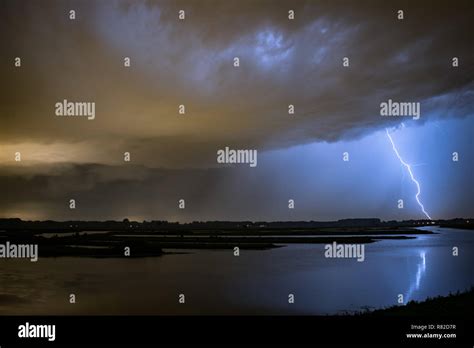 Beautiful Structure Of A Thunderstorm With A Menacing Cloud Base Rain