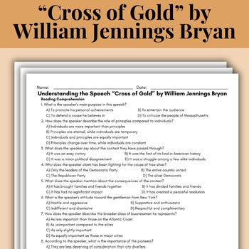 Understanding The Speech Cross Of Gold By William Jennings Bryan