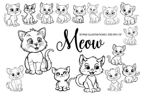 Bold And Beautiful Bandw Cats Clip Art Graphic By Fun Digital · Creative Fabrica