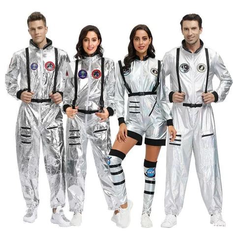 Disfraz De Astronauta Plateado Para Pareja Mono De Astronauta Traje De