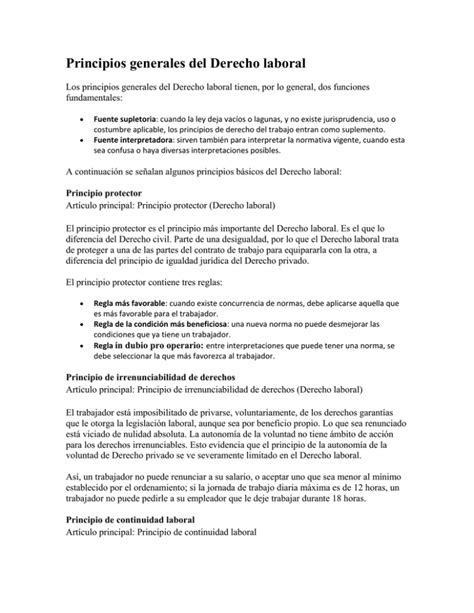 Principios Generales Del Derecho Laboral