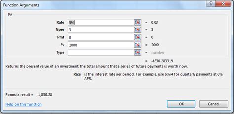 Present Value Calculation Using Excel