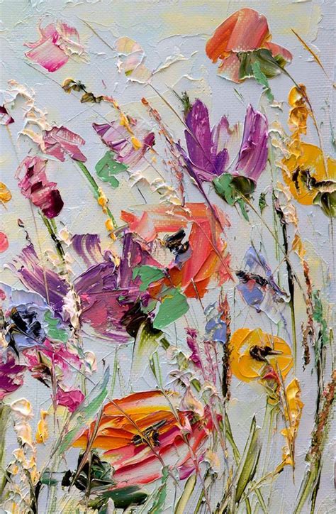 Peinture Lhuile Fleurs Couteau Palette Peinture Sur Toile Etsy