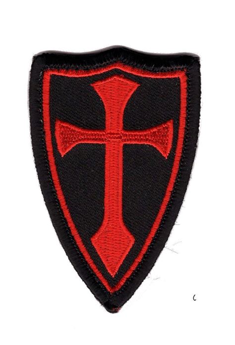 Cross Shield Crusades Patch Embroidered Hook Red Black Miltacusa