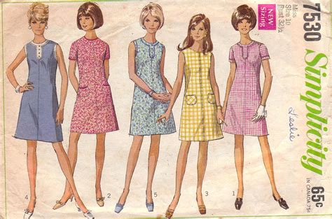 1960s A Line Summer Dress Pattern Simplicity 7530 Size 10 Etsy Simplicity Patterns Dresses