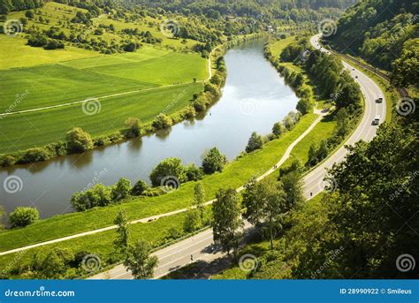 Areal View on Neckar River in Germany Stock Photo - Image of sunshine ...