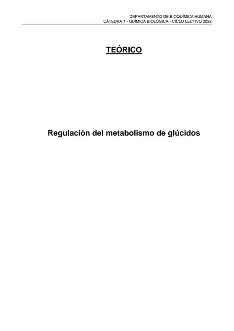 SOLUTION Te Rico Regulaci N Del Metabolismo De Gl Cidos Texto 2022