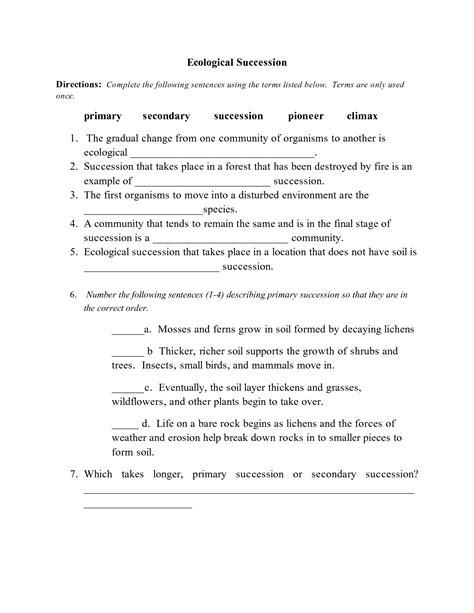 17 Primary Vs Secondary Succession Worksheet In 2022 Secondary Succession Ecological