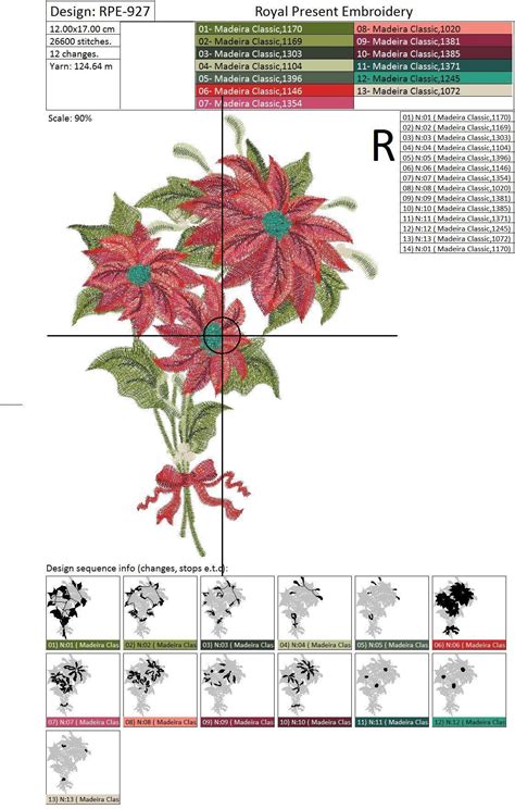 Poinsettias Bouquet Machine Embroidery Design Royal Present Embroidery