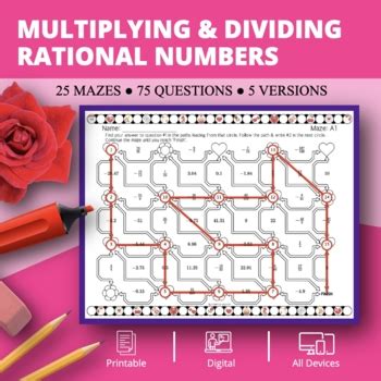 Valentine S Day Multiplying Dividing Rational Numbers Maze Activity