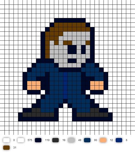 Michael Myers Pixel Art Template Pixel Art Pixel Art Templates Pixel Art Grid