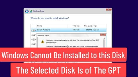 Windows Cannot Be Installed To This Disk The Selected Disk Is Of The