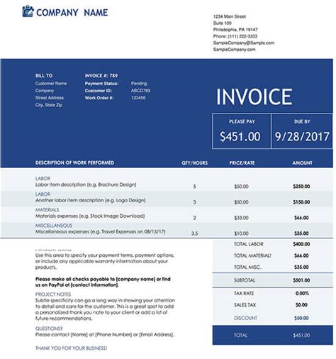 Free Construction Invoice Templates Word Excel