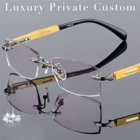 Gold Wood Glasses Frame Titanium Eyeglasses Rimless Men Prescription