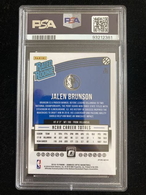 Donruss Optic Shock Prizm Jalen Brunson Mavericks Rc Rookie