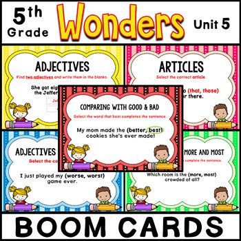 5th Grade Wonders 2023 2020 Grammar BOOM CARDS Unit 5 Bundle