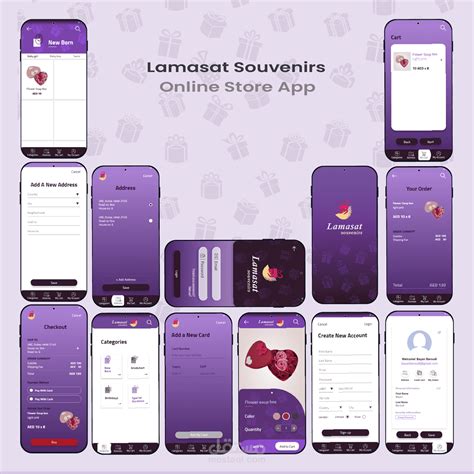 تصميم واجهات مستخدم لتطبيق متجر الكتروني Lamasat Souvenirs Online