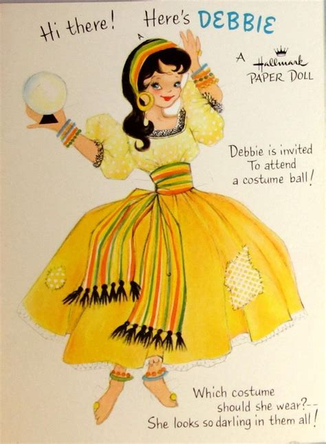 Hallmark Paper Doll Greeting Card Debbie Goes To A Costume Party