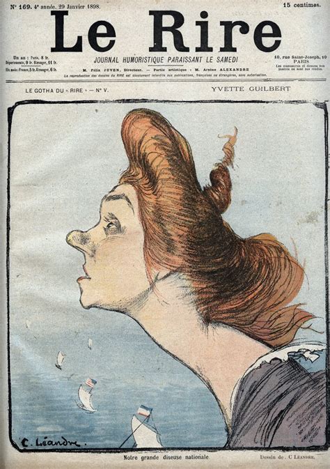 Portrait Of The Singer Yvette Guilbert 1865 1944 Cartoon By Charles