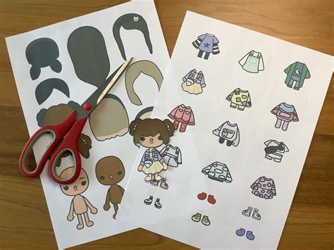 Toca Boca Paper Doll With Clothes And Shoes Quiet Book Pages Etsy Uk