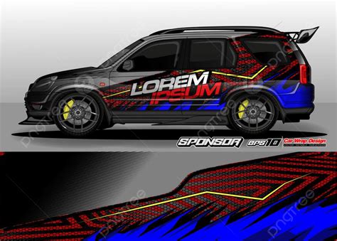 Gambar Mockup Desain Vektor Grafis Livery Mobil Balap Templat Untuk