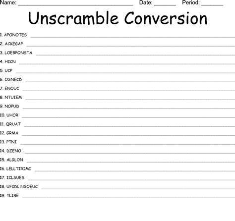 Unscramble Conversion Wordmint