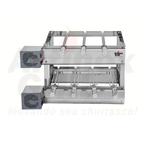 Churrasqueira Inox Gira Grill Giratoria 7 Espetos 2 Andares Marca