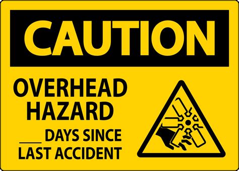 Caution Sign Overhead Hazard Days Since Last Accident 30185851 Vector