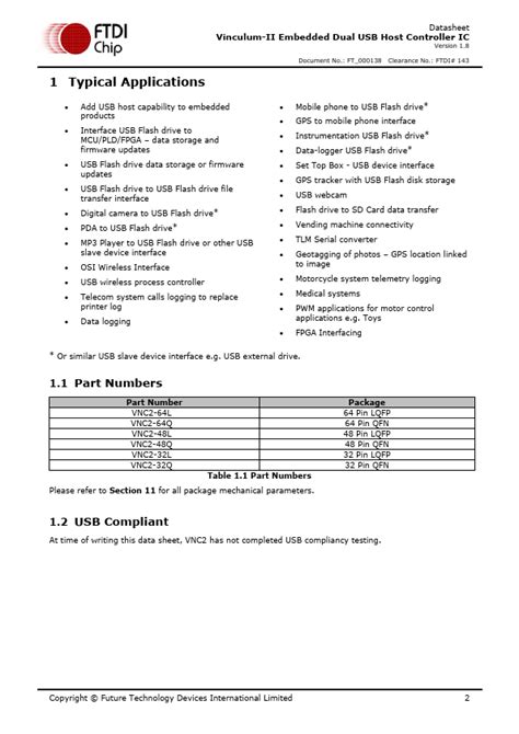 Vnc2 64q Datasheet Ftdi