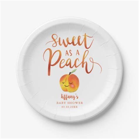 Cute Peach Girl Spring Baby Shower Paper Plates Zazzle Spring Baby