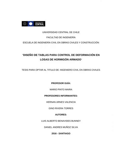 Docx Avance Diseno De Tablas Para Control De Deformaciones En Losas