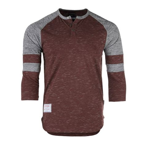 Zimego Men’s 3 4 Sleeve Henley Shirt Casual Slim Fit Crew Neck Raglan Baseball Fashion