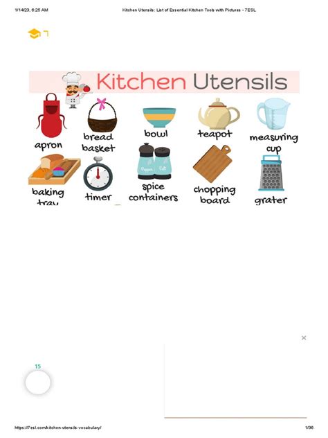 Kitchen Utensils - List of Essential Kitchen Tools With Pictures - 7ESL | PDF | Foods | Kitchen ...