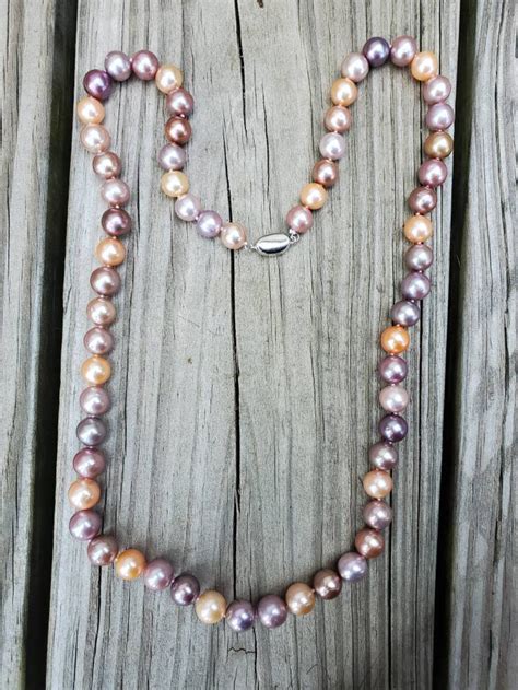 Multicolor pearl necklace with 11mm large genuine pearls | Etsy