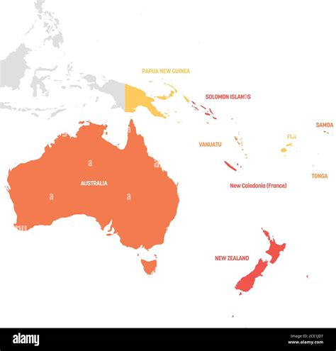 Australia And Oceania Region Map Of Countries In South Pacific Ocean