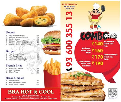 Menu At BBA HOT COOL Chennai