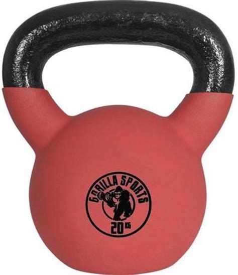 Bol Gorilla Sports Kettlebell Gietijzer Rubber Coating 20 Kg