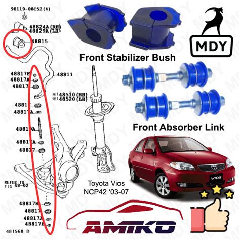 Amiko Front Stabilizer Bar Bush Link Toyota Vios Ncp