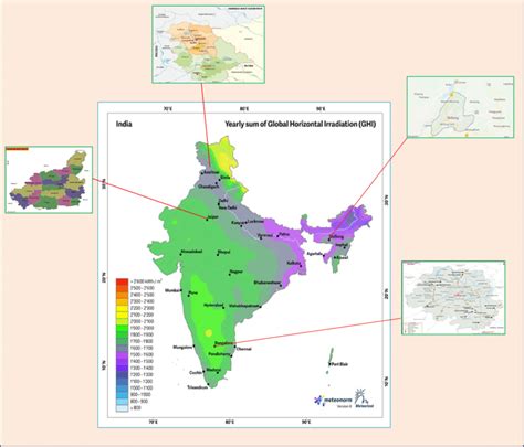 Solar irradiation map of India. Source: https://meteonorm.com ...