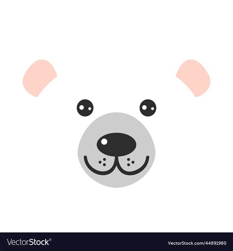 Funny Polar Bear Face On White Background Vector Image