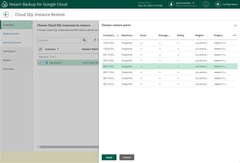 Step 2 Select Restore Point Veeam Backup For Google Cloud User Guide