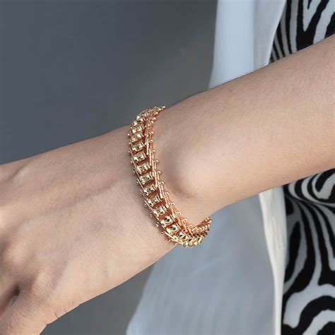 Mm Rose Gold Color Bracelet Bangle For Women Hammered Centipede