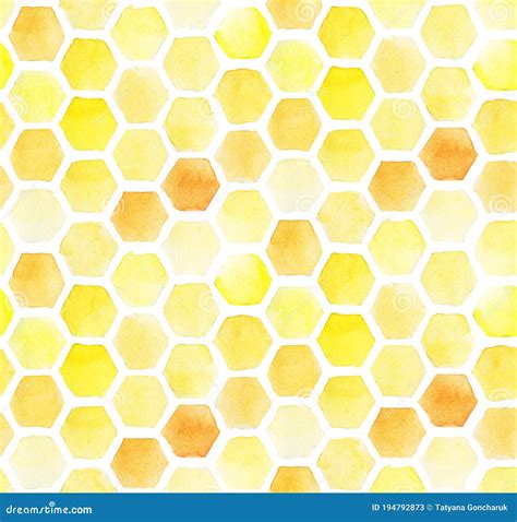 Watercolor Drawing Honeycomb Seamless Pattern Cute Abstract