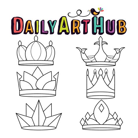 Crown Outline Drawings Clip Art Set – Daily Art Hub // Graphics ...