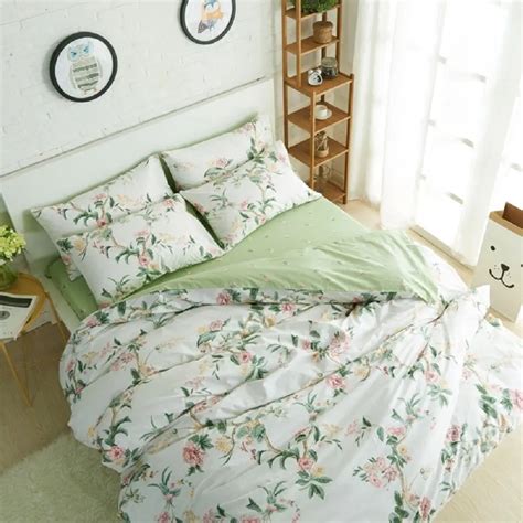 WINLIFE Rustic Floral Bedding Set 100% Cotton Duvet Cover Set American Country Style Bedding ...