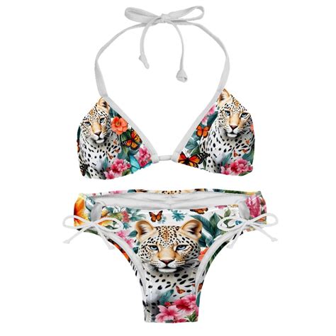 Sexy Women S String Bikini Set Aesthetic Butterflies Tiger Print Two