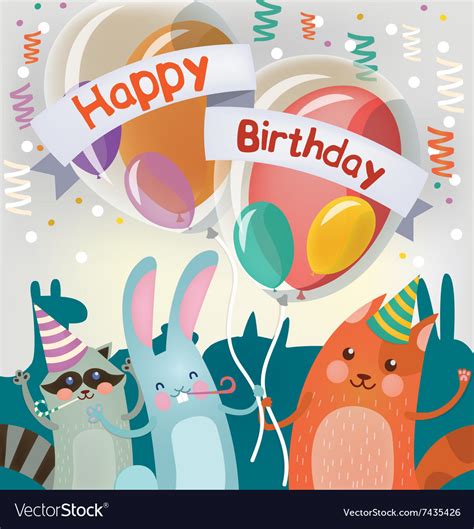 Happy Birthday Card With Animals