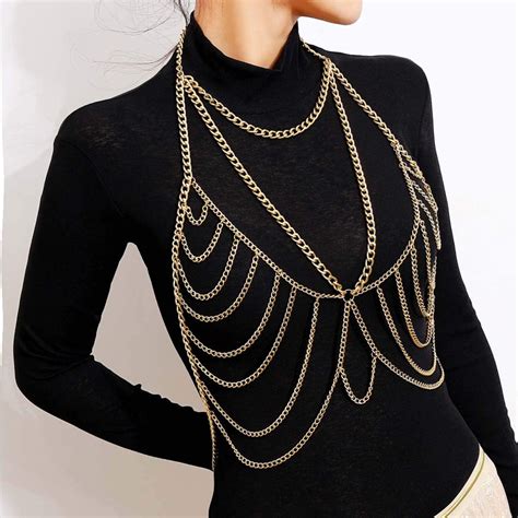 Amazon Barode Punk Layered Body Chains Sexy Beach Crossover Chest